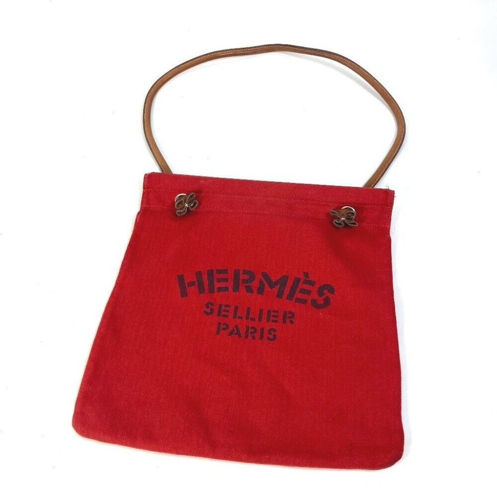 HERMES Sac Aline MM bag Shoulder Bag cotton Red - Picture 1 of 10